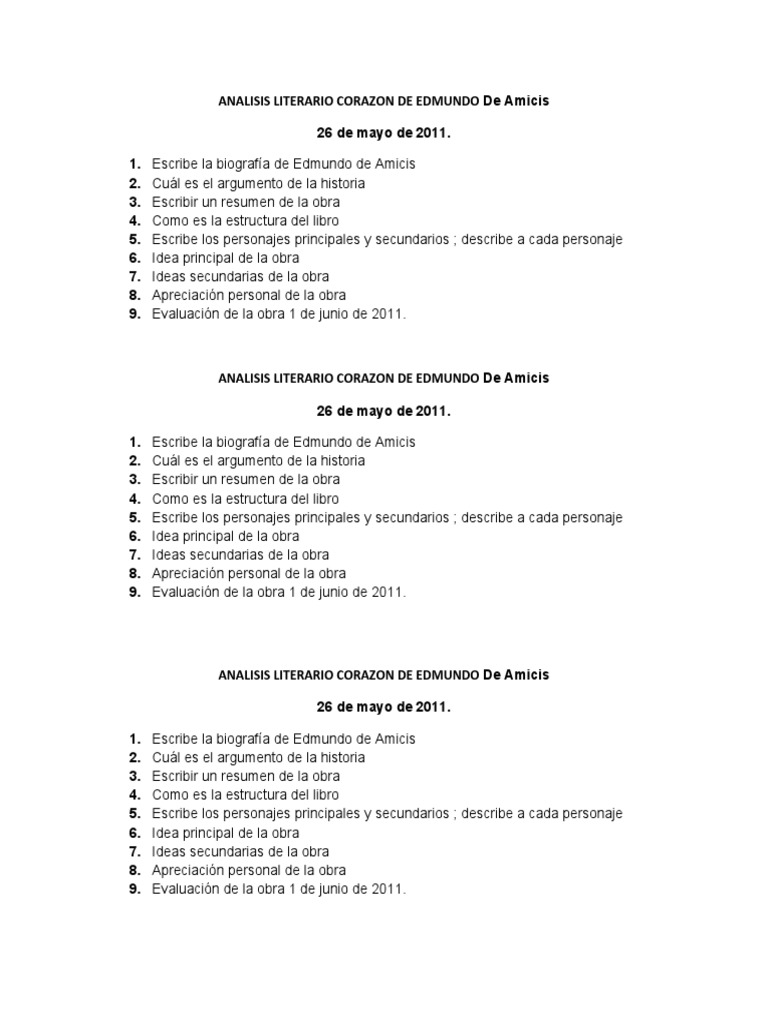 corazon edmundo de amicis resumen